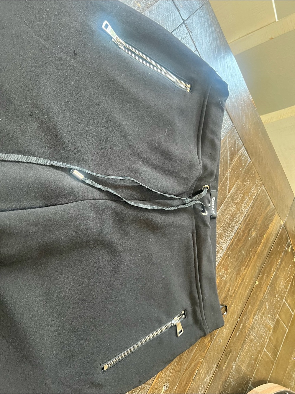 DKNY Black Drawstring Jogger Pants with Zip Pockets - Picture 3 of 5